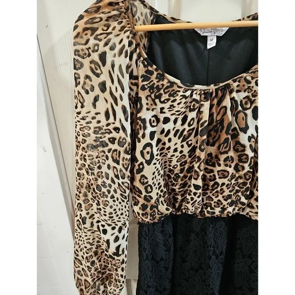Speechless Juniors dress Medium Leopard/Lace - Picture 3 of 8